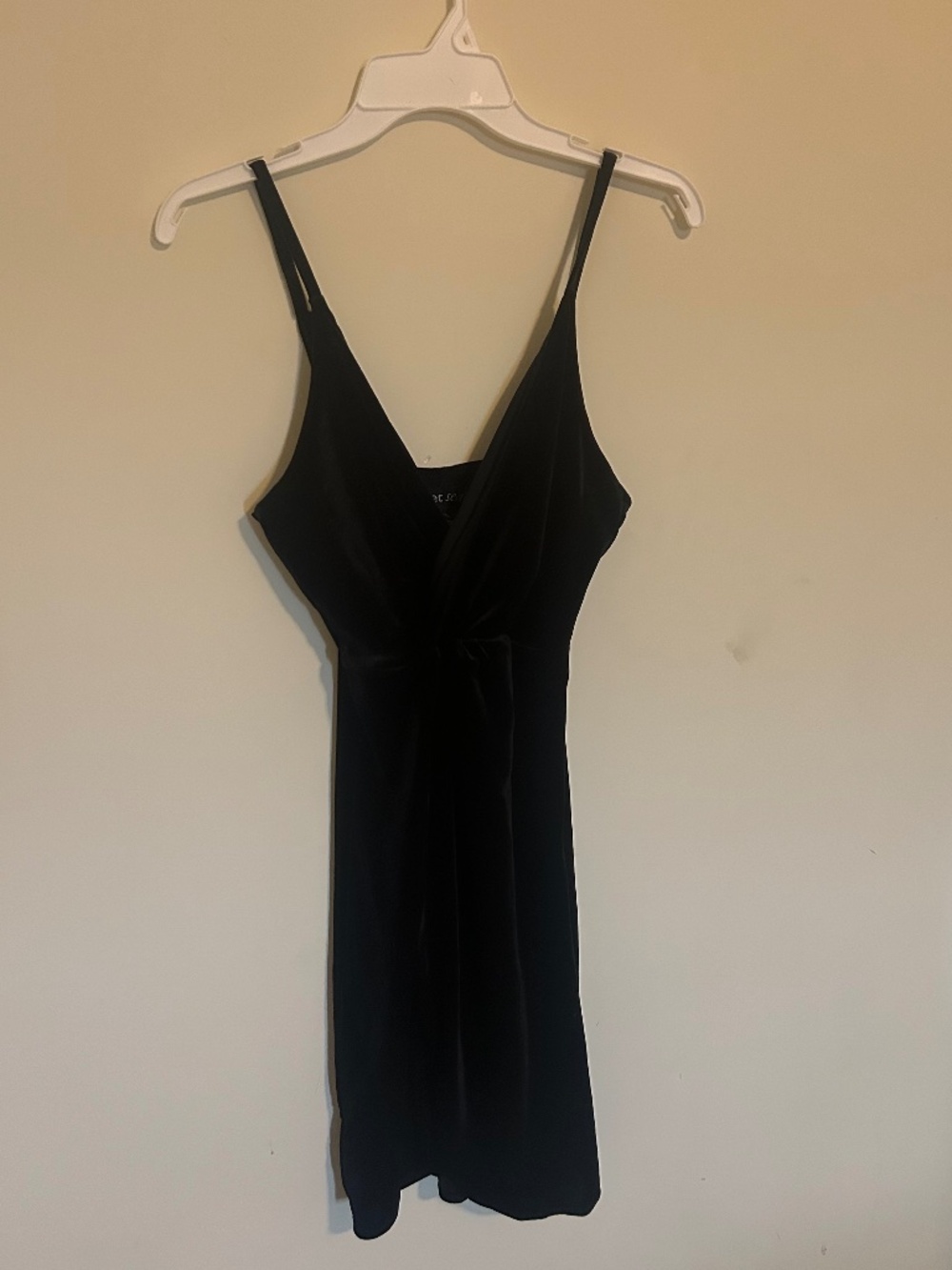 Wet Seal V-neckline Black Velvet Midi Wrap Spaghetti Strap Dress